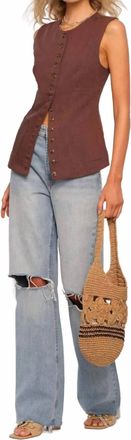 Heartloom Josette Button Down Sleeveless Vest In Brown