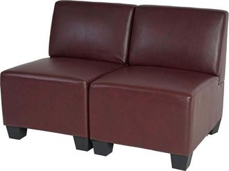 Hhg Non utilizzato] Salotto modulare componibile lounge moderno Lione N71 ecopelle divano 2 posti senza braccioli bordeaux