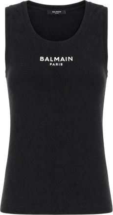 Balmain Geborduurd Vest Top - Dames - Tops zonder mouwen - Zwart - M - Katoen - Tops