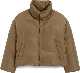 Ami Groene taffetas jas met geribbelde manchetten - Dames - Winterjassen - Groen - M - Jassen