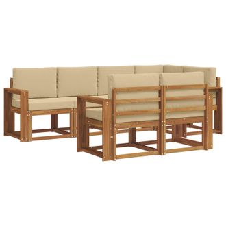 vidaXL Conjunto De Sof&aacute;s De Exterior Con Coj&iacute;n 7 Pcs Natural Y Beige Vidaxl