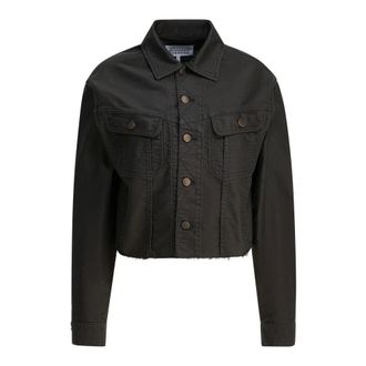 Maison Margiela Denim Jackets, female, Black, XS, Black Denim Jacket Classic Style