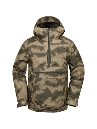 Volcom Brighton Jacket Mens Gray Camoflage Mesh Lined 1/2 Zip Hooded GBO2642