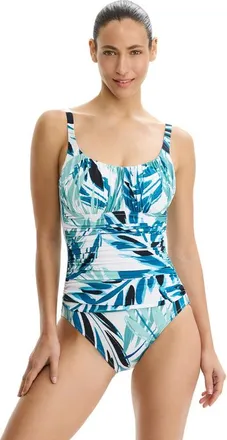 Gottex Island Breeze Shirred Peasant One Piece in Blue-Multi at Nordstrom, Size 14