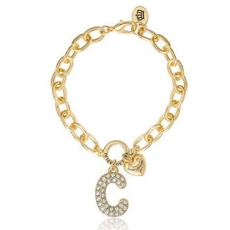 Juicy Couture Pav&eacute; Initial Charm Bracelet, 7.5 Gold Tone Link in Letter C at Nordstrom