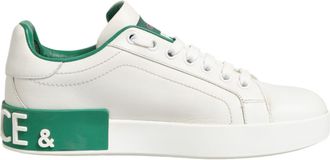 Dolce & Gabbana White Green Leather Low Top Sneakers Womens Shoes (Pre-Owned)