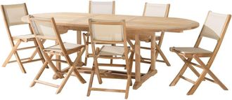 Macabane Conjunto de jard&iacute;n de teca y textilene 8/10 personas