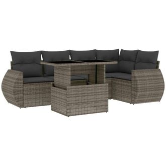 vidaXL Vidaxl - Set Divano da Giardino 6 pz con Cuscini Grigio in Polyrattan