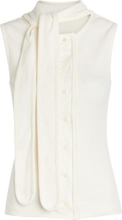 Christophe Lemaire Scarf-effect Cotton-blend top - Off White - Xxs (UK4 / Xxs)