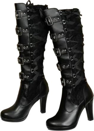 Generic Womens Boots Knee High Classics Fringed Square Heel Rivet Thick Heel High Heel Long Boots