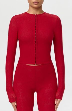 Naked Wardrobe Lace Top in Ruby Red at Nordstrom, Size X-Small