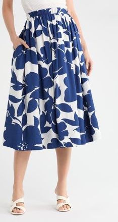 Renee C Floral Print Midi Skirt in Navy at Nordstrom Rack, Size X-Small