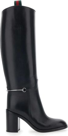 Gucci Heeled Boots, female, Black, Size: 7 1/2 US Slim Horsebit Boot