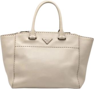 Prada Pre-owned Vintage Leren Handtas - Dames - Vintage Handtas - Beige - ONE Size - Leer - Vintage