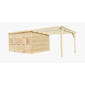 Foresta Caseta De Jard&iacute;n De Madera 280x280 Cm Con Le&ntilde;era - Espesor De Pared 28 Mm - Techo De Policarbonato - Ventanas Fijas - La4030b Foresta