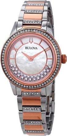 Bulova Crystal Turnstyle Mother of Pearl Dial Two-tone Ladies Watch 98L246