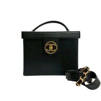 Chanel Pre-owned Vintage Lederen Handtas - Dames - Pre-owned - Zwart - Maat: ONE Size Leer
