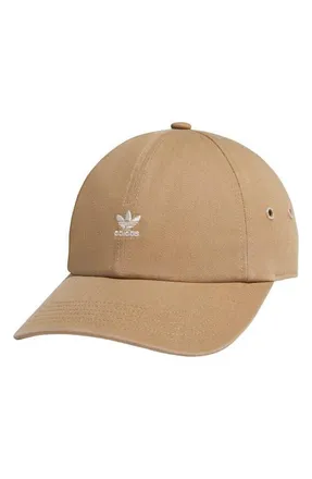 adidas Originals Mini Trefoil Relaxed Strap Back Hat in Cardboard Brown/Off White at Nordstrom