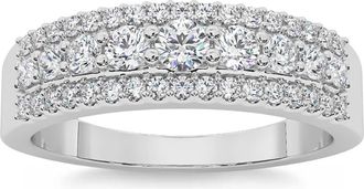Pompeii3 5/8Ct Pave 3-Row Diamond Wedding Ring Stackable Band 14k Gold Lab Grown