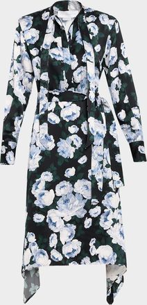 Stella McCartney Floral-Print Handkerchief Midi Shirtdress