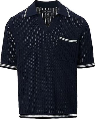 Rag & Bone V-hals Poloshirt - Heren - Polos - Blauw - L - Katoen - Tops