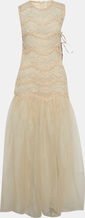 Zimmermann Cream Organza Illuminate Macrame Tulle Maxi Dress