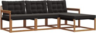 vidaXL Conjunto De Sof&aacute;s De Exterior 4 Uds. Natural Y Negro Vidaxl
