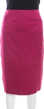 Escada Pink Silk Satin Slit Detail Pencil Skirt