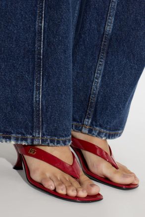 Dolce & Gabbana Leather Heeled Mules, Womens, Red