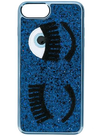 Chiara Ferragni Flirting glitter iPhone 7 Plus case - women - Polyurethane - One Size - Blue
