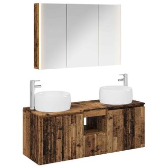 vidaXL Juego De Muebles De Ba&ntilde;o 4 Uds. Madera Envejecida Vidaxl