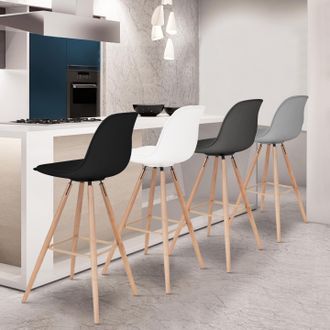 IDMarket Idmarket - Juego De 4 Taburetes De Bar Sara De Color Mixto En Gris Oscuro, Gris Claro, Blanco Y Negro