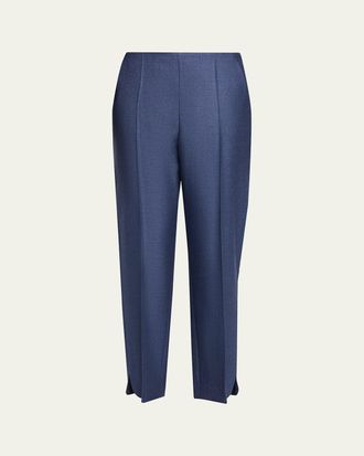Giorgio Armani Silk Straight-Leg Ankle Slit Trousers