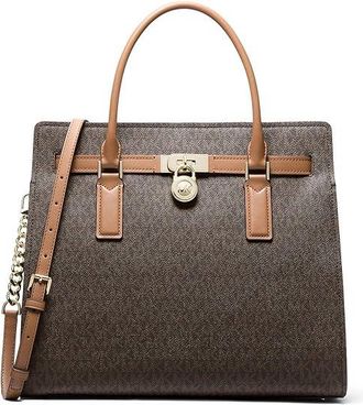 Michael Kors Hamilton Moderne Large Satchel Satchel Womens Handbags Brown/Acorn, Leather