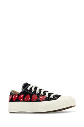 Comme Des Gar&ccedil;ons Comme Des Garcons Play Heart-Embroidered Canvas Sneaker - Black