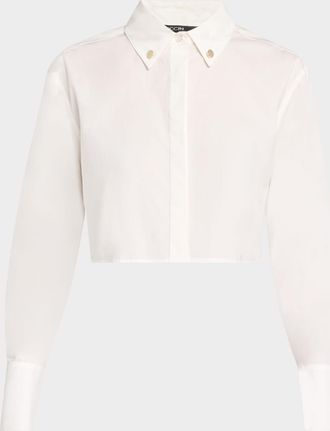 Toccin Anna Cropped Open-Back Boyfriend Shirt