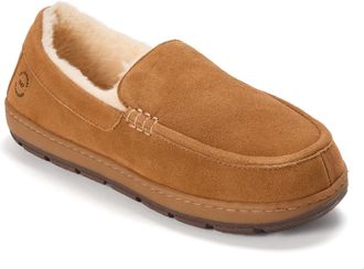 Dearfoams Mens Fitzgerald Genuine Suede Moccasin Slippers