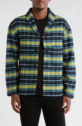 Imperfects Plaid Flannel Shawl Collar Button-Up Shirt in Imperfect Glitch at Nordstrom Rack, Size Xx-Large