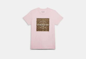 Coach Womens Signature T-Shirt in Pink, Size X-Small | Organic Cotton