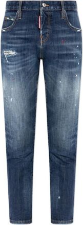 Dsquared2 Teddy Jeans - Dames - Cropped Jeans - Blauw - XL - Leer - Jeans