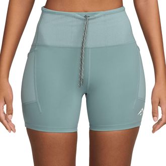 Nike Swift Trail High-Waisted Tight Running Shorts With Pockets In Cannon/summit White