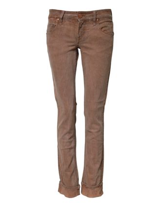 Acht Womens Cuffed Hem Slim Fit Jeans - Tan Cotton - Size 26 (Waist)