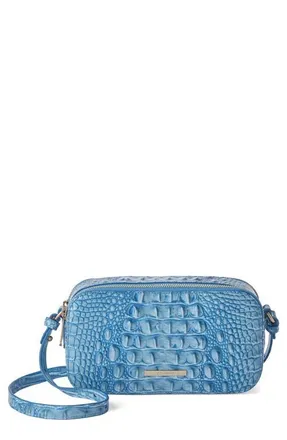 Brahmin Danica Croc Embossed Leather Crossbody Bag in Aura Blue at Nordstrom