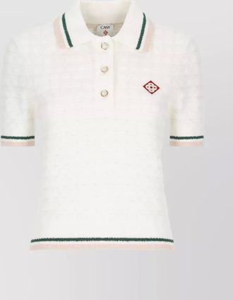 Casablanca textured cotton polo shirt with contrast collar
