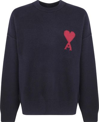 Ami Sweatshirts - Heren - Ronde hals truien - Zwart - M - Truien & Vesten