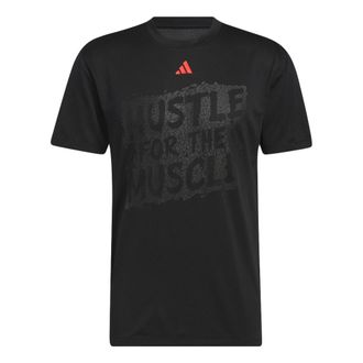 adidas Hustle For The Muscle Aeroready Short Sleeve Graphic Training T-Shirts Black HT3016