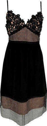 Theory Lace Trim Midi Dress in Black Triacetate