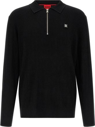 HUGO BOSS Sastoro Polo Shirt - Heren - V-hals truien - Zwart - S - Leer - Truien & Vesten