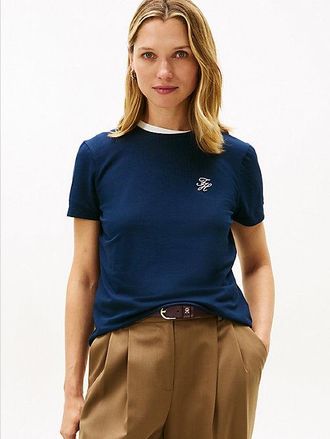 Tommy Hilfiger Camiseta de punto con cuello redondo y logo