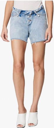 Blank NYC Womens Denim Mom Short With Fold Over Waist Detail In LetS Role